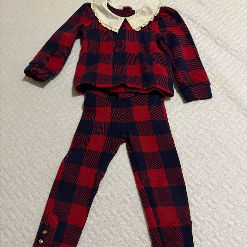 Janie and Jack Plaid Red and Blue Girls Set (2T)